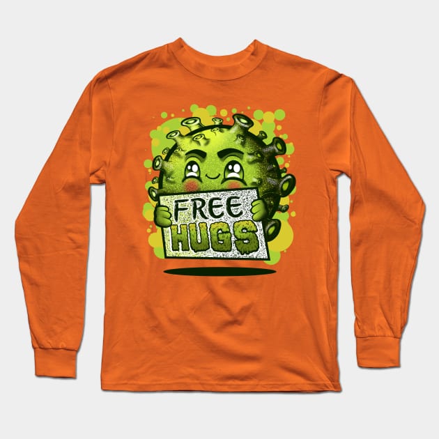 corona free hugs cute and funny Long Sleeve T-Shirt by the house of parodies